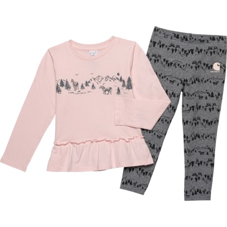 Carhartt Toddler Girls CG9812 Horse Stripe T-Shirt and Print Leggings - Long Sleeve