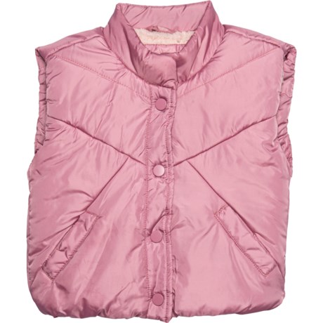 Birch & Stone Little and Big Girls Sherpa Lined Vest - Insulated, Snap Front