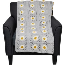 Shabby Chic Daisy Crochet Knit Throw Blanket - 50x60”