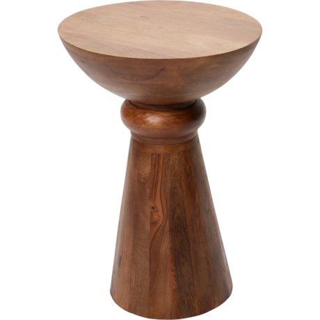 Made in India Round Wooden Side Table- 15x15x22.5”