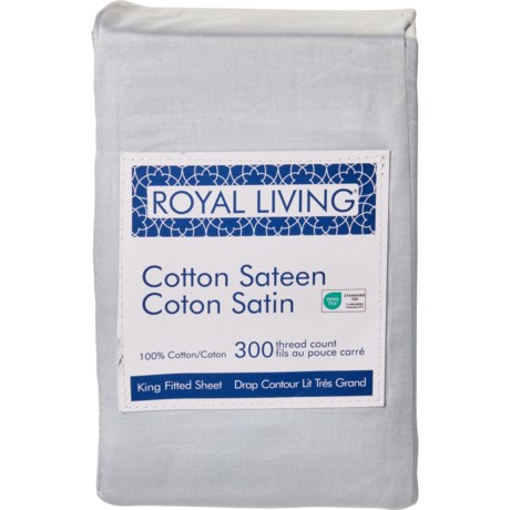 Royal Living King 300 TC Fitted Sheet - Illusion Blue