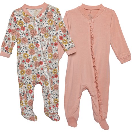 MILKBERRY Infant Girls Footed Coveralls - 2-Pack, Long Sleeve