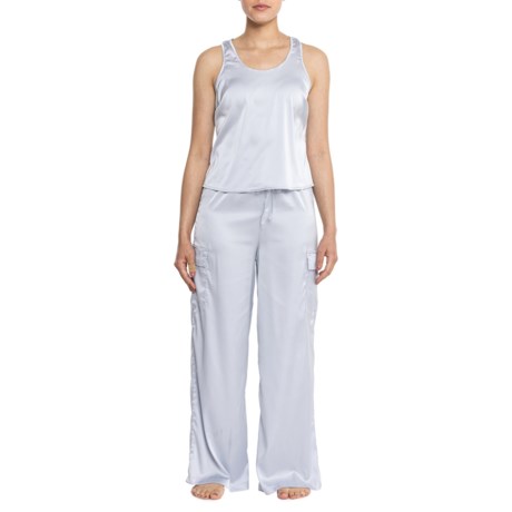 Aspen Satin Racerback Tank Top and Cargo Pants Lounge Set - Sleeveless