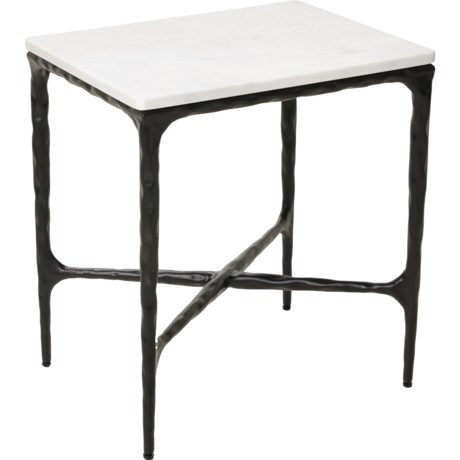 Made in India Marble Top Iron Leg Side Table - 18x14x20”