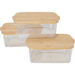 GOURMET HOME Pantry Bins with Bamboo Lids - Set of 3, Extra Small