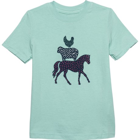 John Deere Toddler Girls Glitter Animal Stack T-Shirt - Short Sleeve