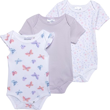 TRES BEAU ET BELLE Infant Girls Pima Cotton Baby Bodysuits - 3-Pack, Short Sleeve