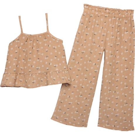 Rabbit + Bear Organic Little Girls Gauze Tank Top and Pants Set - Organic Cotton