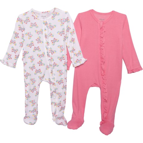 LITTLE ME Infant Girls Supersoft Butterfly Footie Pajamas - 2-Pack, Long Sleeve