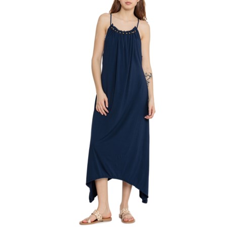 La Blanca Beaded Hi-Neck Maxi Cover-Up Dress - Sleeveless