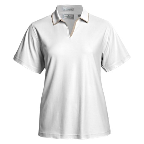 Outer Banks Egyptian Diamond-Knit Polo Shirt - Two-Ply Egyptian Cotton, Short Sleeve (For Women)