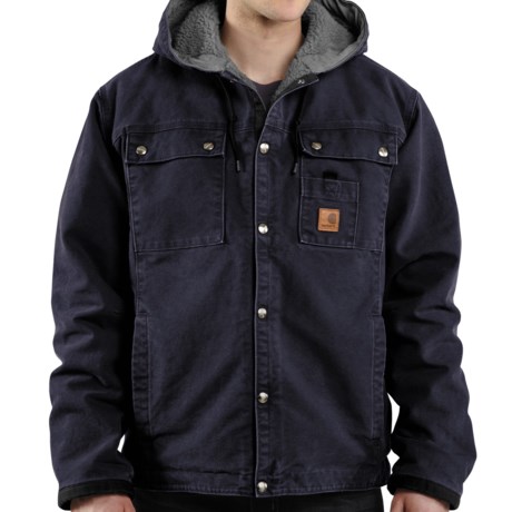 Carhartt Sandstone Hooded Multi-Pocket Jacket - Sherpa Lined (For Tall Men)