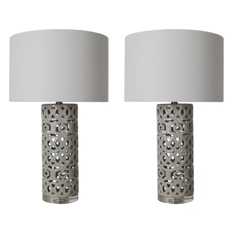 J Hunt Open Geometric Ceramic Table Lamps - 28", Set of 2