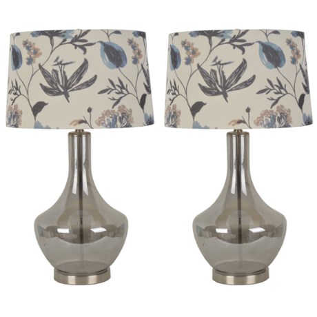 J Hunt Luster Glass Table Lamps with Floral Shade - 30”, Set of 2