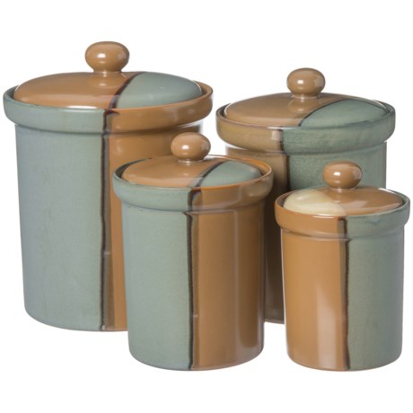 Sango Gold Dust Green Canister Set - Set of 4