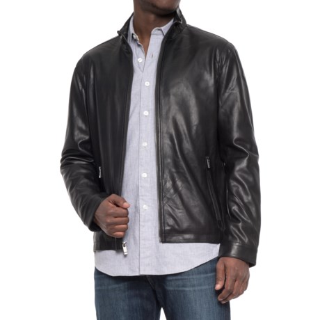 Weatherproof Faux-Leather Moto Jacket (For Men)