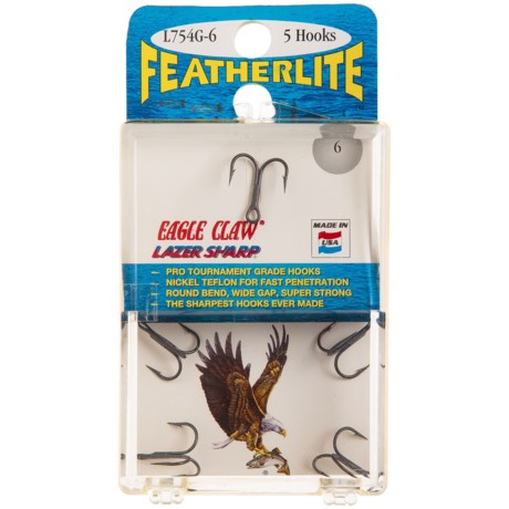 Eagle Claw Featherlite® Treble Hooks - 5-Pack, Size 6