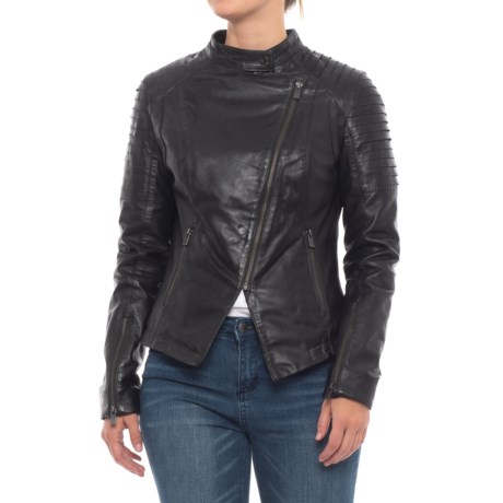 Bod & Christensen Raw-Edge Pleated Shoulder Jacket - Leather (For Women)