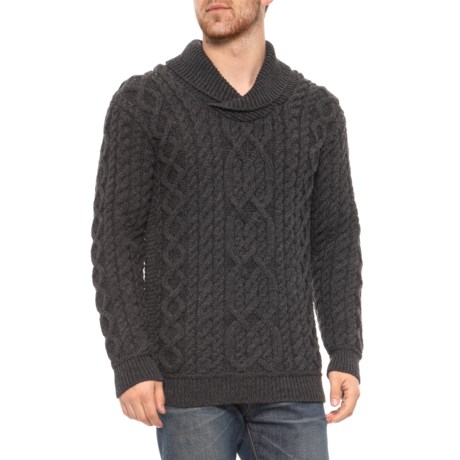 Aran Mor Made in Ireland Shawl Collar Sweater - Merino Wool, Zip Neck (For Men)