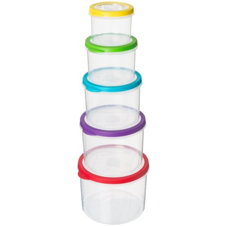 Kitchen Details Rainbow Round Clear Food Storage Containers - 10-Piece, BPA-Free