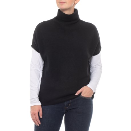 Tahari Cashmere Mock Neck Stitch Pullover Sweater - Short Sleeve (For Women)