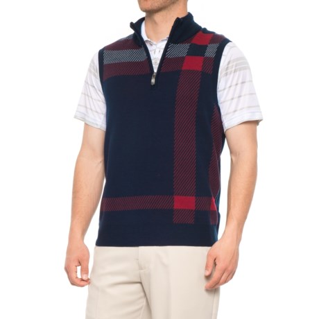 Bobby Jones Oversized Plaid Golf Vest - Merino Wool, Zip Neck (For Men)
