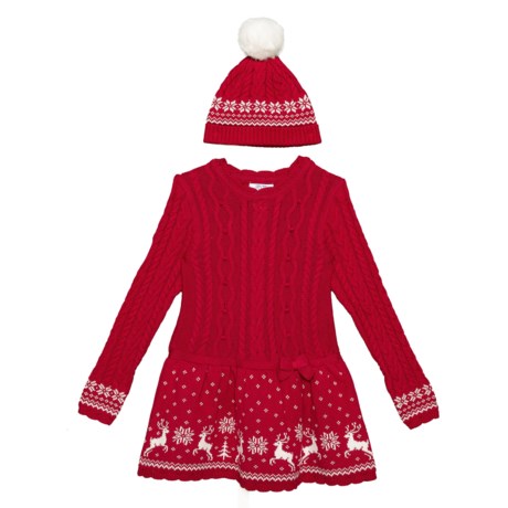 Miss Mona Mouse Cable-Knit Sweater Dress and Beanie Set - Long Sleeve (For Little Girls)