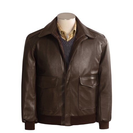 Golden Bear Distressed Goat Bomber Jacket (For Men)