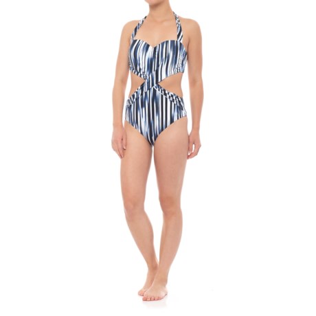 Athena Blue Horizon Cutout Shirred One-Piece Swimsuit - Padded Cups (For Women)
