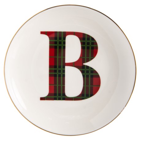 Caskata Artisanal Home Tartan Initial “B” Appetizer Plate - 6-1/4”