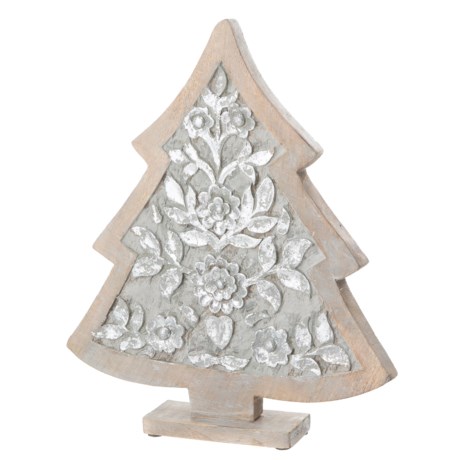 PEWTER & PINE Wooden Decorative Carved Tree