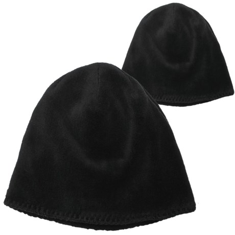 White Sierra Cozy Beanie Hat - Reversible Fleece (For Women)