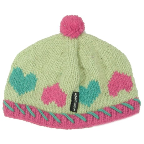 Everest Designs Hearts Beanie - Wool (For Kids)
