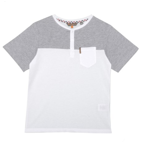 Ben Sherman Color-Block Check Pocket Henley Shirt - Short Sleeve (For Big Boys)