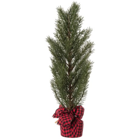 Gardener's Eden Pine Christmas Tree with Checkered Fabric Base - 21”