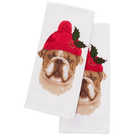 Casaba Snow Hat Bulldog Kitchen Towels - Set of 2, 18x28”