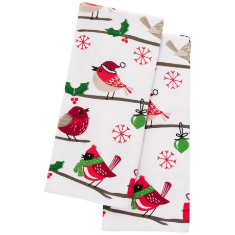 Casaba Caroling Cardinals Kitchen Towels - Set of 2, 18x28”