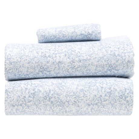 Coyuchi Cloud-Brushed Flannel Blue Forest Sheet Set - Twin, Organic Cotton