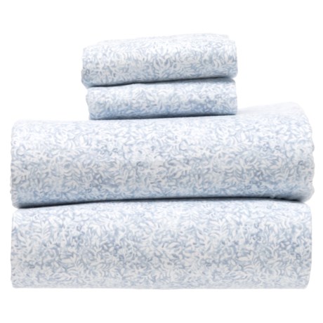 Coyuchi Cloud-Brushed Flannel Blue Forest Sheet Set - King, Organic Cotton