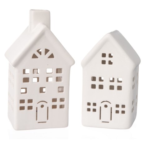 Ridgefield Home Decorative LED Ceramic Houses - Set of 2
