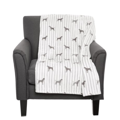 All Souls Denim Stripe Dog Printed Velvet Throw Blanket - 60x70”