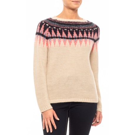 Elsamanda Made in Italy Fair Isle Neck Trim Sweater (For Women)