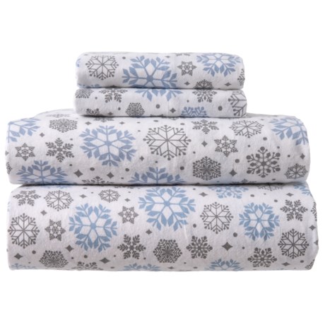 Great Bay Snowflakes Turkish Cotton Flannel Sheet Set - Full