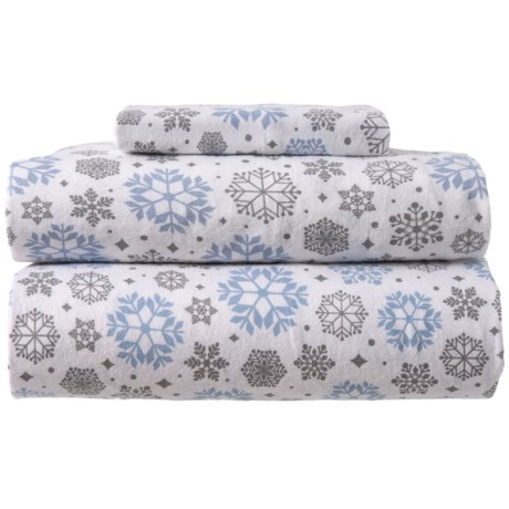 Great Bay Snowflakes Turkish Cotton Flannel Sheet Set - Twin