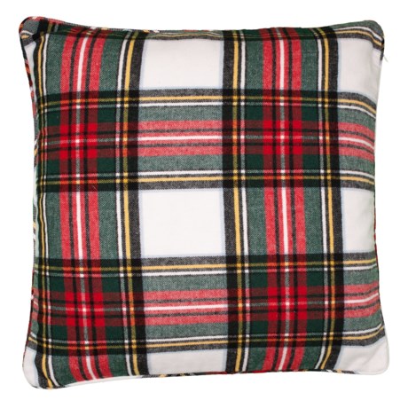Newport Oversized Plaid Throw Pillow - 24x24”, Feathers
