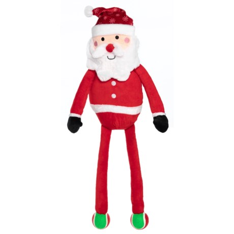 Holiday Dog Toy Jumbo Plush Santa Dog Toy with Attached Tennis Balls - Squeaker