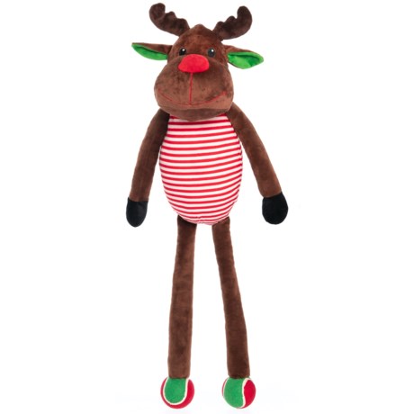 Holiday Dog Toy Jumbo Plush Reindeer Dog Toy with Attached Tennis Balls - Squeaker