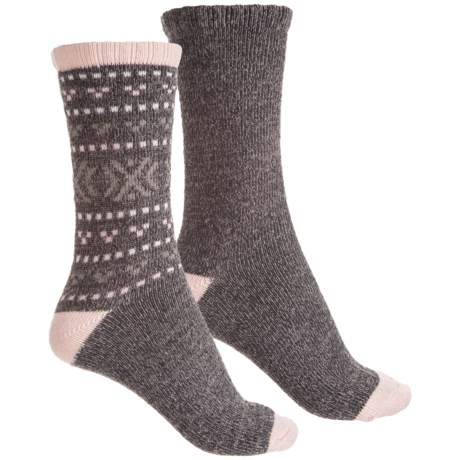 Cuddl Duds Geometric Fair Isle Cashmere Blend Socks - 2-Pack, Crew (For Women)