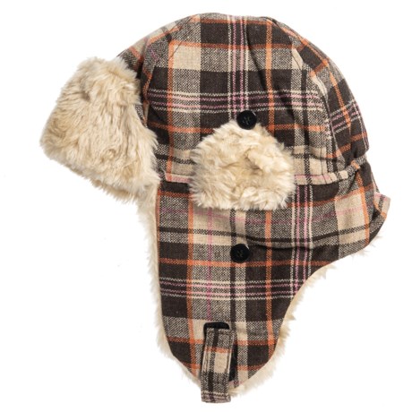 Grand Sierra Wool-Blend Plaid Trapper Hat (For Big Kids)