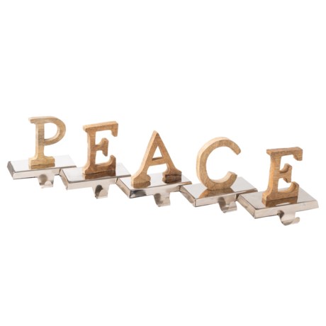 Ridgefield Home Wood “PEACE” Stocking Holders - Set of 5